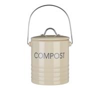 Cream Compact Compost Storage Bin Galvanised Steel Laundry Home Garden Kitchen