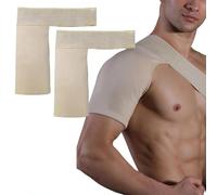 Cream Compression Sleeve Shoulder, Flexible Compression Shoulder Brace for Daily & Workout, Adjustable Rotator Cuff Support Breathable Arm Sling for Pain Relief - Can be Worn Under Clothes(2pcs)