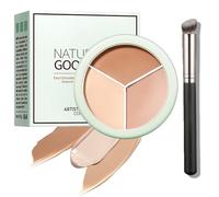 Cream Concealer Full Coverage Palette, 3 Colour Concealer Makeup Palette Blendable Shades, Corrects Dark Circles Red Marks Scars, Tattoo, Matte Foundation with Fine Brush, Waterproof Contour Stick