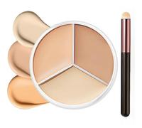 Cream Concealer Palette - 3 Colour Waterproof Concealer, Full Coverage Blendable Shades to Correct Dark Circles, Red Marks, Highlight & Contour Makeup for Women