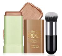 Cream Contour Bronzer Stick for Cheeks - Multi-Use Highlighter Blush Makeup, Natural Glow Solid Moisture Blendable, On-the-Go Shimmer Illuminator for Face Body Eyeshadow(02)