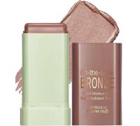 Cream Contour Bronzer Stick for Cheeks Tint, Multi-Use Highlighter Blush Makeup Stick, Natural Glow Solid Moisture Blendable On-the-Go Shimmer lluminator for Cheeks, Lips & Eyes (2#Brow)