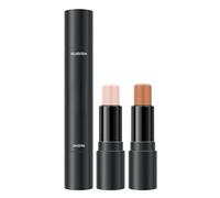 Cream Contour & Highlighter Stick 2-in-1 for Beginners, Waterproof Sculpting Kit with Cool Toned Bronzer for Face & Body, Long-Lasting & Blendable (#1)