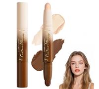 Cream Contour Stick & Highlighter Stick 2 in 1,Dual-Ended Sculpting Makeup Kit for Beginners,Waterproof Long-Lasting Cool Toned Bronzer S/tick & Cream Highlighter for Face Body,Full Coverage,22-Medium