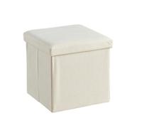 Cream Corduroy Square Folding Ottoman Space Saving Storage Chest