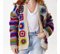Cream Crochet Rainbow Cardigan
