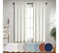 Cream Curtains 38 Inch Width for Kitchen Farmhouse 2 Panels Set Rod Pocket Light Reducing Semi Sheer Natural Linen Curtains for Bathroom Window Door Entryway Urban Decor Wide 38 x 45 Inch Length