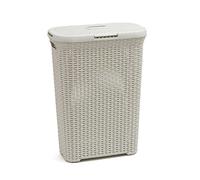 Cream CURVER 40 ltr Rattan Style laundry hamper, 3 colours available