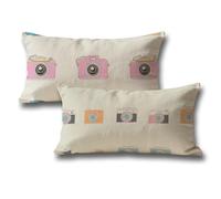 Cream Cushion Covers 60 x 80 Set of 2 Rectangle Camera Cushion Covers Linen Decorative Pillows Cases Sofa Cushions with Invisible Zipper Autumn Room Decor Throw Pillow, Gifts for Women and Men Q-420