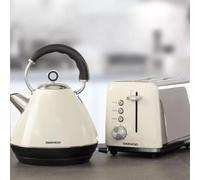 Daewoo Kensington Collection, Kettle And Toaster Set, 1.7 Litre Pyramid Kettle With Matching 2 Slice Toaster, Safety Features, Easy Cleaning, Cohesive Kitchen Set, Cream