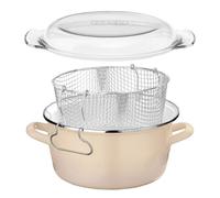 Premier Housewares 102112 Deep Fat Fryer Enamel Chip Basket Small Fryer 16x33x27,5L, Cream