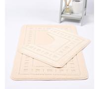 Diem Bath Mat 2 Piece Set Non-Slip Pedestal And Bath Mat Toilet Bathroom Rug -Cream