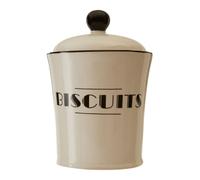 Cream Dolomite Biscuits Jar With Black Art Deco Detail, Ceramic Biscuit Barrel,Storage Canister For Cookies