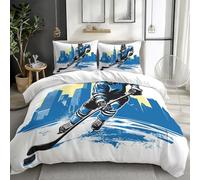 Cream Double Duvet Cover, Graffiti Sports Exercise Ice Hockey Printed Bedding Sets with Zipper Closure Soft Anti-wrinkle and anti-tear Microfiber Quilt Cover for Girls and boys - 200 x 200 cm