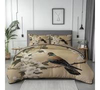 Cream Duvet Cover Set & Pillowcase - Retro watercolor ink Soft Microfiber Bedding for 260 x 240 cm Kids, Boys & Girls, Lightweight, Breathable, Easy Care, Durable with Hidden Zipper