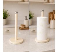 Cream Elegant Modern Kitchen Paper Towel Holder Stand - Minimalist Countertop Organizer with Stylish Round Base, Freestanding Kitchen Roll Stand-02