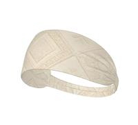 Cream Embroidered Diamond Pattern Print Sweat Band - Non Slip Wide Elastic Exercise Headband for Running Workout