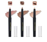 Cream Eye Shadow Stick Set, 3 Twist-Up Pencils, Pink, Bronze And Champagne | Pointed Crayon Tips, Detachable Clear Caps, Light-Reflective Finish, Direct Lid Application, Daily Or Evening Looks