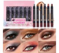 Cream Eyeshadow Stick, Glittering Eye Shadow Sticks Set, 6 Piece Highlighter Long-Lasting Waterproof for Makeup Pencil Cosmetics Woman Personal Care Beauty Date Party