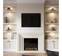 Cream Fire Surround and Electric Fire with Logs - AmberGlo