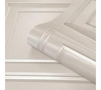 Cream Full Roll Amara Wood Panel Effect Wallpaper Textured Vinyl
