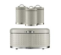 (Cream) GEEPAS 4 Pc Tea Coffee Sugar Canister & Bread Bin Set
