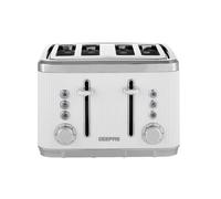 GEEPAS 4 Slice Toaster | 7 Browning Levels Eject Defrost Reheat Function | For Thin Small Bread Slice Removable Crumb Tray High Lift Lever | Space-Saving Design | 2 Yr Warranty 1860W Arcus White
