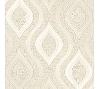 Cream Gold Geometric Glitter Wallpaper Vinyl Textured Retro Quartz from YöL