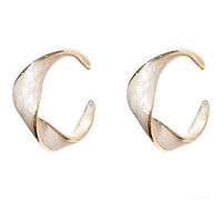 Cream Gold Hoop Earrings with Spiral Studs | 316L Stainless