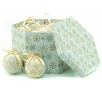 Cream & Gold Snowflake Decoupage Baubles Set of 14