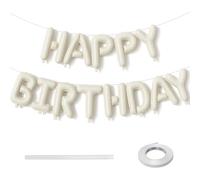 Cream Happy Birthday Balloon Banner, Neutral Beige Happy Birthday Foil Balloon, 16 Inch Ivory White Sand Birthday Bunting Banner Letter Balloons for Men Women Birthday Party Decorations Supplies