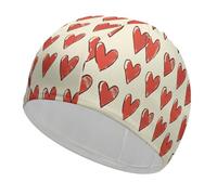 Cream Heart Pattern Swim Cap Breathable High Elasticity Swimming Caps Waterproof Swim Hat Stylish Bathing Cap Comfortable Swimming Hat for Women Men