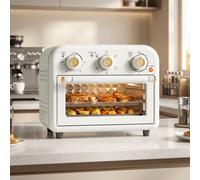 HOMCOM Air Fryer Oven with Knob Controls, 12 L, 1200W, Steel, Cream White