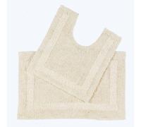 HOMESCAPES Bath Mat Set, Luxury 1600gsm Extra Soft 100% Cotton, Reversible Bathroom Mat Sets 2 Piece, Washable, Non-Slip, Super Absorbent, Quick-Dry, Cream Bathroom Rug with Toilet Rug