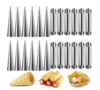 Cream Horn Molds BETOY 20PCS Cannoli Moulds Stainless Steel Cannoli Form Tubes Cream Roll Mold Screw Croissant Mold Cone Tubular Shaped Mold for Cannoli Tubes Croissant Baking Forms Mould