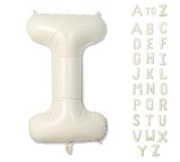 Cream I Letter Balloons - 40" Beige Alphabet Foil Name Balloons, Self Inflating, White Sand Helium A-Z Custom Letters for Girls Birthday Party/Baby Shower Decoration