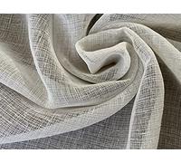 Cream Inbetween Voile Tulle Organza Fabric Linen Look Sheer Curtains Net with Lead Cord Weight Base - 280cm Extra Wide (Sold by The Metre)