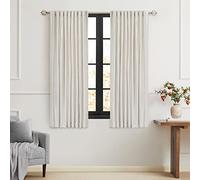 Cream Ivory 160 cm Curtains for Living Room, 2 Panel Blackout Curtains with Pocket Back Rod Window Treatment Darkening Thick Decorative Curtains for Bedroom
