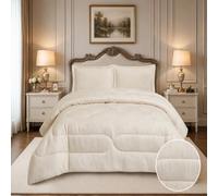 Cream jacquard king size bedspread 3 piece soft ivory tone embossed luxury bedding cover set