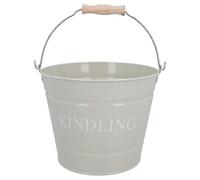 Cream Kindling Wood Storage Premium Bucket + Handle Fireside Fireplace Holder