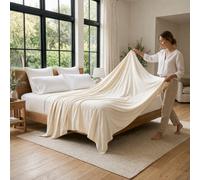 (Cream, King: (270 x 298)cm) 100% Egyptian Cotton Flat Sheet Bed Sheets Single Double King Super King Size