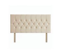 (Cream, King 5ft) Chesterfield headboard|Bed headboard plush velvet 24" Height padded lined Headboard padded panelled Headboard with matching buttons