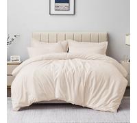 (Cream , King) Plain Duvet Cover Single Double King Bed Set Quilt