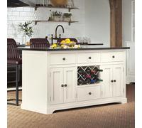 Cream Kitchen Island - Black Granite Top