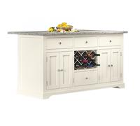 Cream Kitchen Island - Grey Granite Top