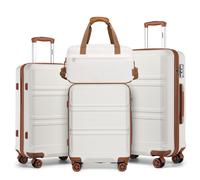(Cream) KONO Cream Suitcases And Duffel Bag Set ABS Hard Shell Suitcase 4 Pieces Travel Set
