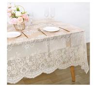Cream Lace Table Cloth Vintage Rectangular Tablecloth for Wedding 150x300cm | Lace Table Cloth Vintage Floral Table Cover Wedding Garden Party Outdoor Picnic Halloween Christmas