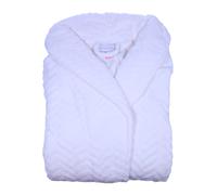 (Cream, Large - UK 16/18) Slenderella Ladies Zig Zag Fleece Shawl Collar Long Dressing Gown