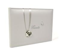 Cream Leather Wedding Guest Book With Ring and Butterfly 40 Pages