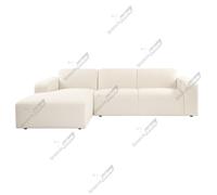 (Cream, Left Hand Chaise) SnoozeOnline L-Shaped 3 Seater Corner Chaise Sofa Plush Velvet Left/Right Hand Lounge with Wide Armrests